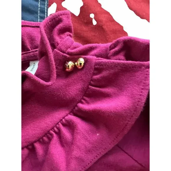 Janie and Jack Ponte Dress Radiance Faux Fur Ruffle Raspberry Pink Size 18-24M - Picture 4 of 4